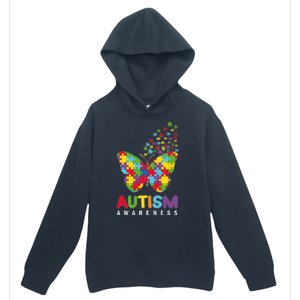 Autism Awareness Butterfly Puzzle Pieces Urban Pullover Hoodie