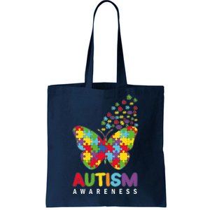 Autism Awareness Butterfly Puzzle Pieces Tote Bag