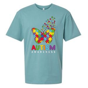 Autism Awareness Butterfly Puzzle Pieces Sueded Cloud Jersey T-Shirt