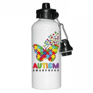 Autism Awareness Butterfly Puzzle Pieces Aluminum Water Bottle