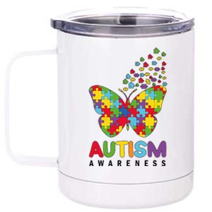 Autism Awareness Butterfly Puzzle Pieces 12 oz Stainless Steel Tumbler Cup