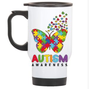 Autism Awareness Butterfly Puzzle Pieces Stainless Steel Travel Mug