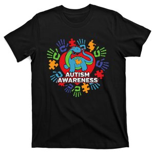 Autism Awareness Blue Dinosaur T-Shirt