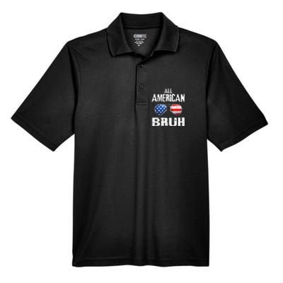 All American Bruh 4th Of July Patriotic Teens Men's Origin Performance Pique Polo