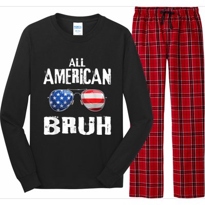 All American Bruh 4th Of July Patriotic Teens Long Sleeve Pajama Set