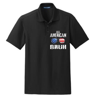 All American Bruh 4th Of July Patriotic Teens Dry Zone Grid Polo