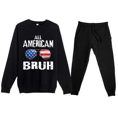 All American Bruh 4th Of July Patriotic Teens Premium Crewneck Sweatsuit Set