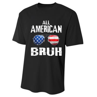 All American Bruh 4th Of July Patriotic Teens Performance Sprint T-Shirt