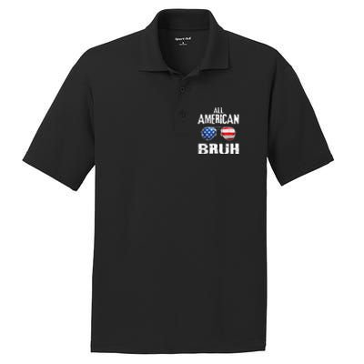 All American Bruh 4th Of July Patriotic Teens PosiCharge RacerMesh Polo