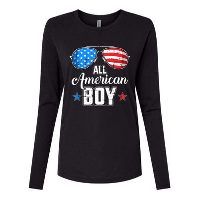 All American Boy Us Flag Sunglasses For Matching 4th Of July Womens Cotton Relaxed Long Sleeve T-Shirt