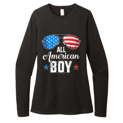 All American Boy Us Flag Sunglasses For Matching 4th Of July Womens CVC Long Sleeve Shirt