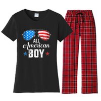 All American Boy Us Flag Sunglasses For Matching 4th Of July Women's Flannel Pajama Set