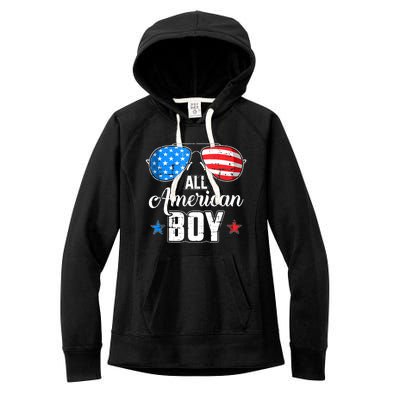 All American Boy Us Flag Sunglasses For Matching 4th Of July Women's Fleece Hoodie