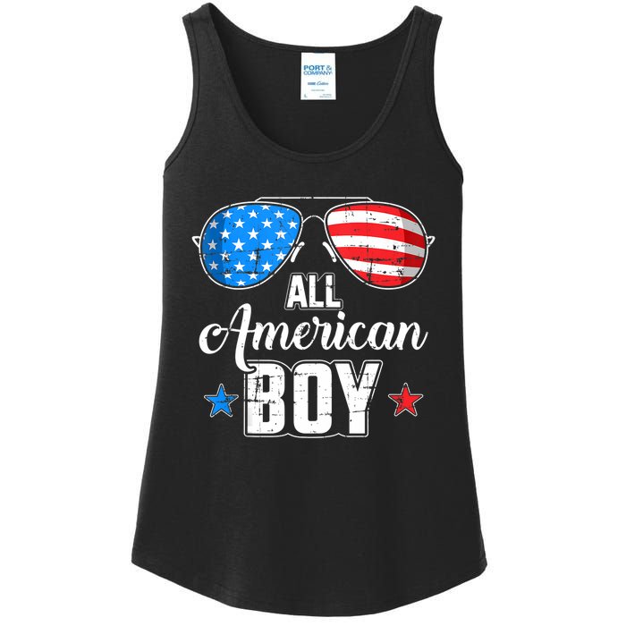 All American Boy Us Flag Sunglasses For Matching 4th Of July Ladies Essential Tank