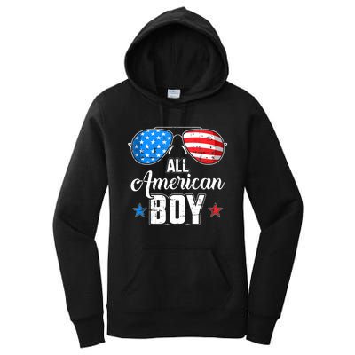 All American Boy Us Flag Sunglasses For Matching 4th Of July Women's Pullover Hoodie