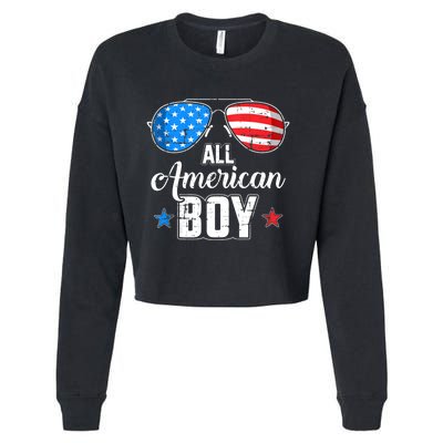 All American Boy Us Flag Sunglasses For Matching 4th Of July Cropped Pullover Crew