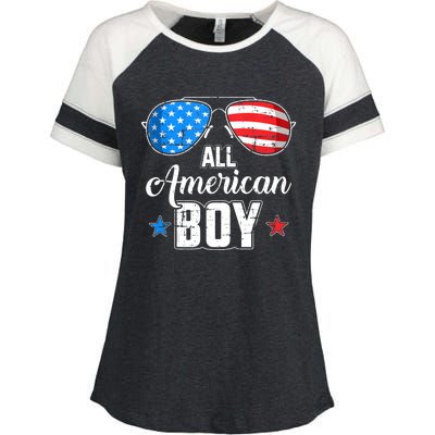 All American Boy Us Flag Sunglasses For Matching 4th Of July Enza Ladies Jersey Colorblock Tee