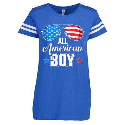 All American Boy Us Flag Sunglasses For Matching 4th Of July Enza Ladies Jersey Football T-Shirt