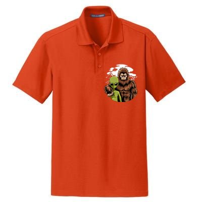 Alien And Bigfoot UFO Abduction Believer Dry Zone Grid Polo