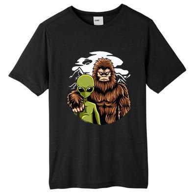 Alien And Bigfoot UFO Abduction Believer Tall Fusion ChromaSoft Performance T-Shirt