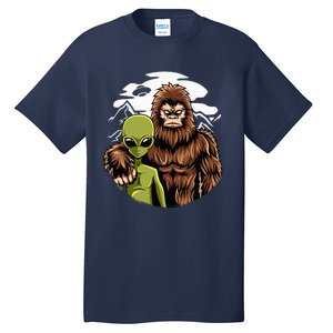 Alien And Bigfoot UFO Abduction Believer Tall T-Shirt