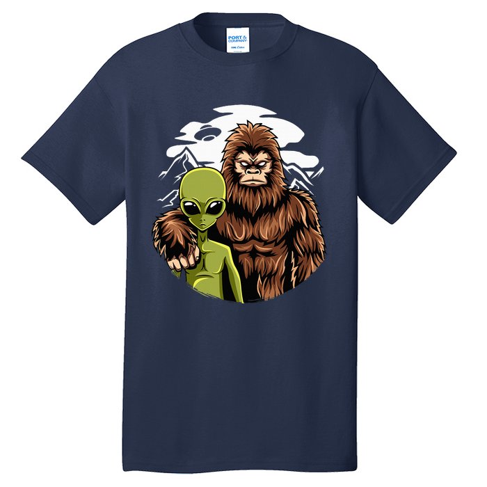 Alien And Bigfoot UFO Abduction Believer Tall T-Shirt