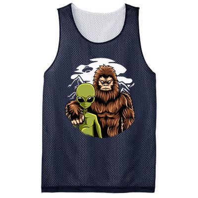 Alien And Bigfoot UFO Abduction Believer Mesh Reversible Basketball Jersey Tank