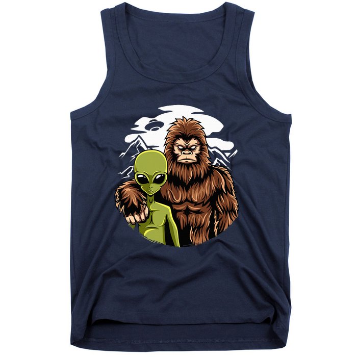 Alien And Bigfoot UFO Abduction Believer Tank Top