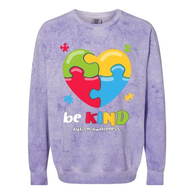 Autism Awareness - Be Kind Puzzle Heart Kindness Colorblast Crewneck Sweatshirt