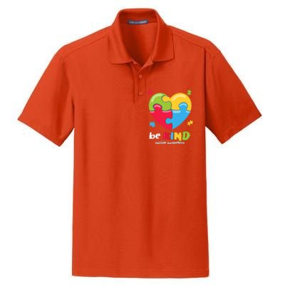 Autism Awareness - Be Kind Puzzle Heart Kindness Dry Zone Grid Polo