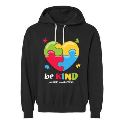 Autism Awareness - Be Kind Puzzle Heart Kindness Garment-Dyed Fleece Hoodie