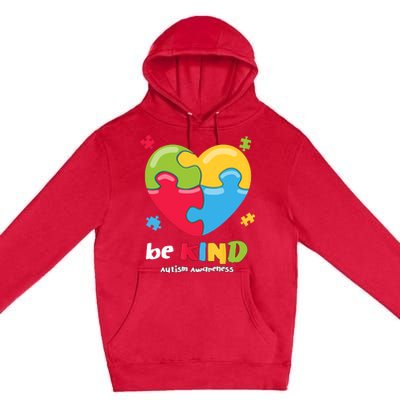 Autism Awareness - Be Kind Puzzle Heart Kindness Premium Pullover Hoodie