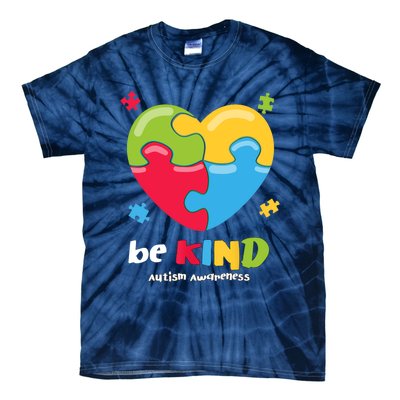 Autism Awareness - Be Kind Puzzle Heart Kindness Tie-Dye T-Shirt