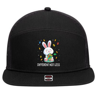 Autism Awareness Bunny Easter Eggs Piece Autistic Different V-Neck 7 Panel Mesh Trucker Snapback Hat