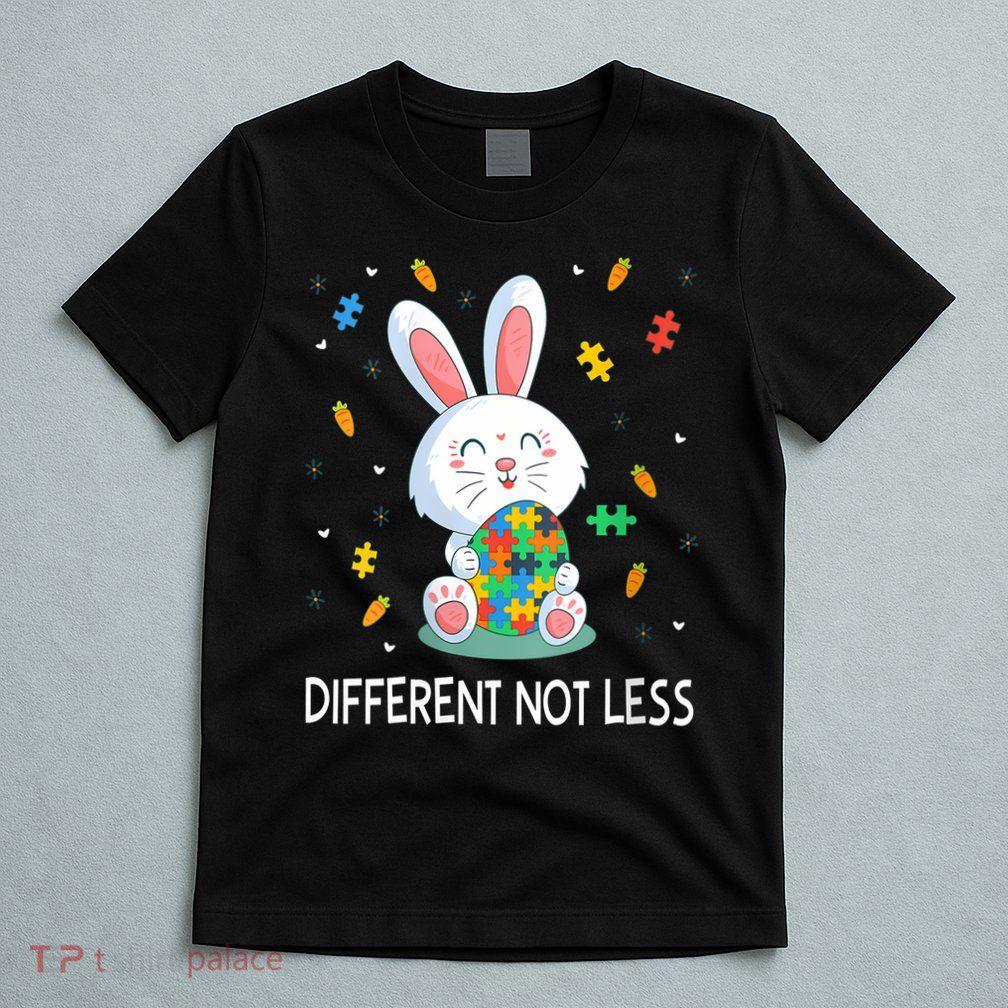  Autism Awareness Bunny Easter Eggs Piece Autistic Different V-Neck T-Shirt