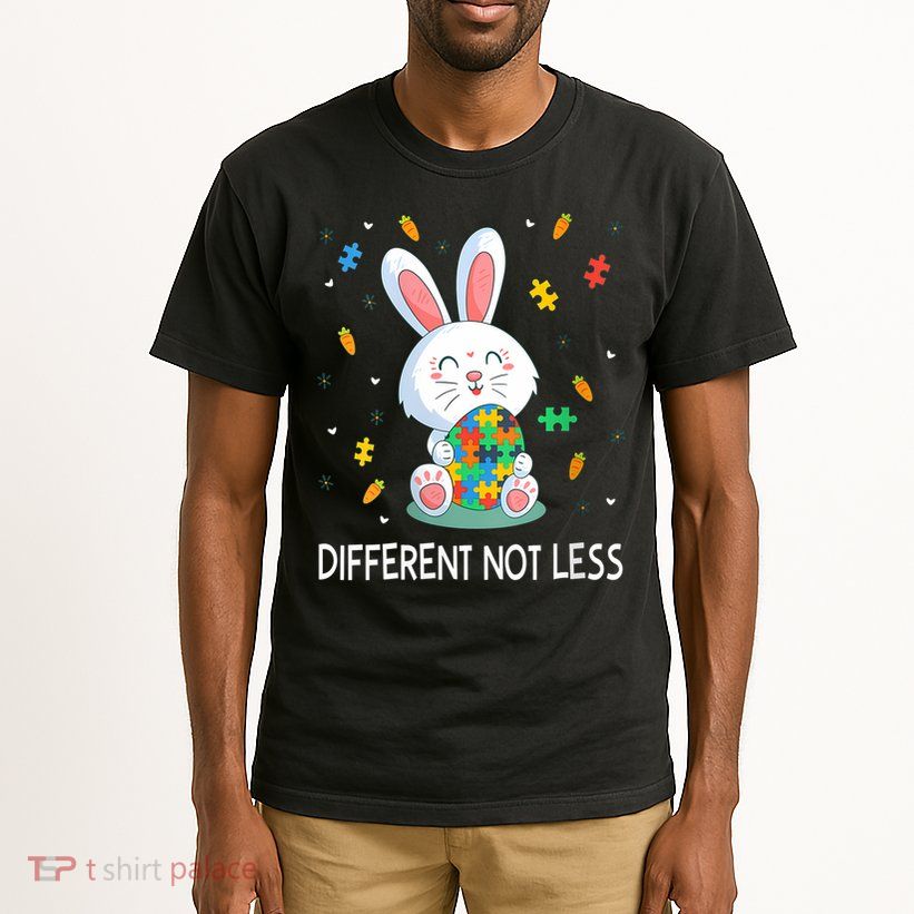  Autism Awareness Bunny Easter Eggs Piece Autistic Different V-Neck Tall T-Shirt