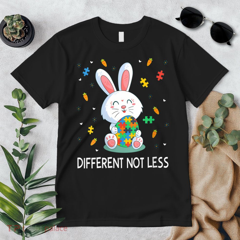  Autism Awareness Bunny Easter Eggs Piece Autistic Different V-Neck Premium T-Shirt