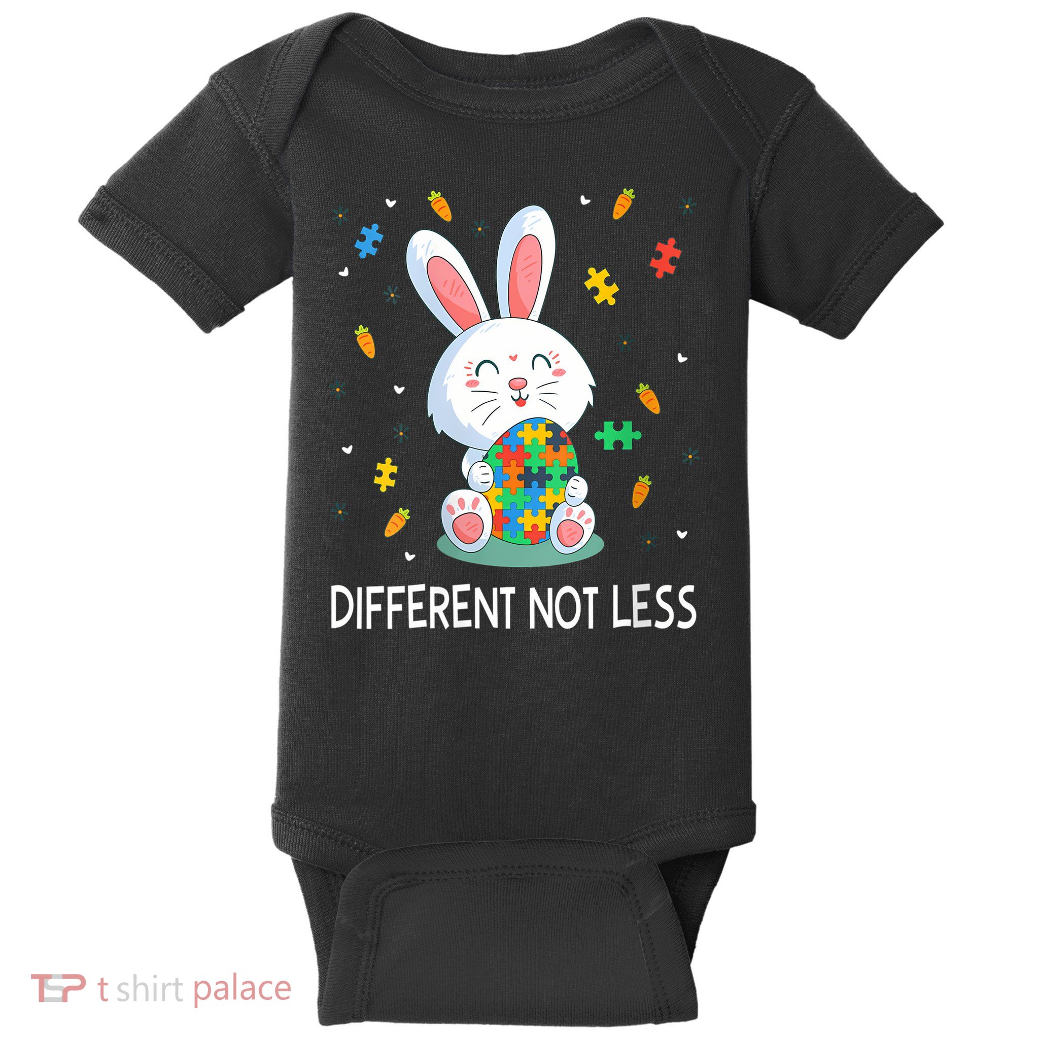  Autism Awareness Bunny Easter Eggs Piece Autistic Different V-Neck Baby Bodysuit