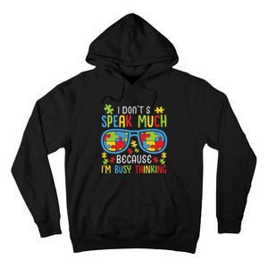 Autism Awareness Boys I Don't Speak Much I'm Busy Thinking Tall Hoodie