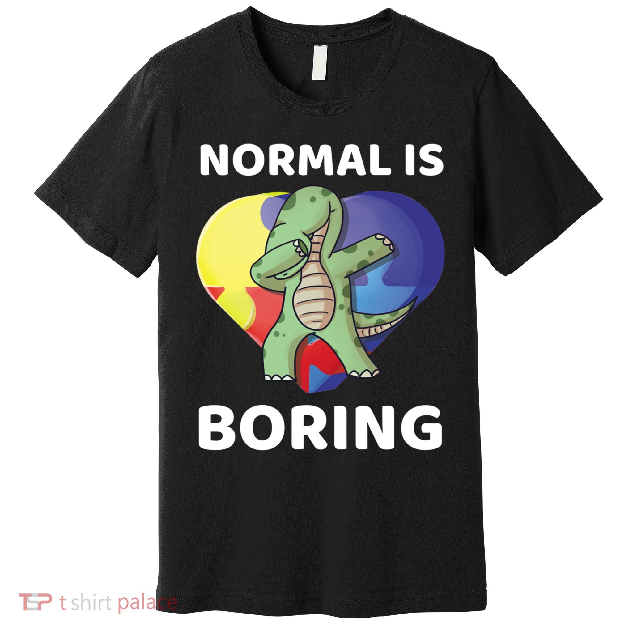 Autism Awareness Brontosaurus Dinosaur Dabbing Cute Meaningful Gift Premium T-Shirt