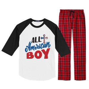 All American Boy | 4th Of July Family Outfits Raglan Sleeve Pajama Set