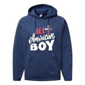 All American Boy | 4th Of July Family Outfits Performance Fleece Hoodie