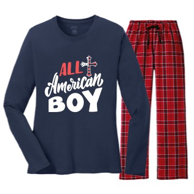 All American Boy | 4th Of July Family Outfits Women's Long Sleeve Flannel Pajama Set 