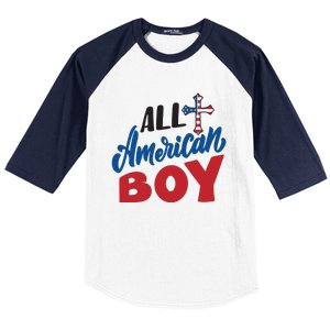 All American Boy | 4th Of July Family Outfits Baseball Sleeve Shirt