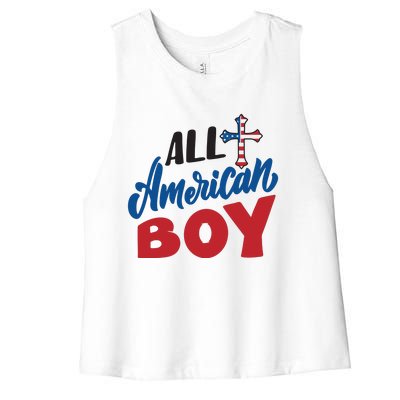 All American Boy | 4th Of July Family Outfits Women's Racerback Cropped Tank