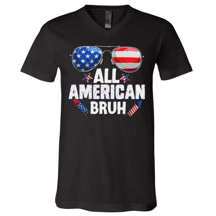 All American Bruh Fourth Of July American Teen V-Neck T-Shirt