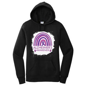 Alzheimer's Awareness Bleached Rainbow Purple Ribbon Women's Pullover Hoodie