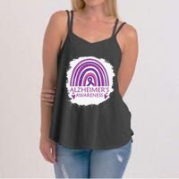 Alzheimer's Awareness Bleached Rainbow Purple Ribbon Women's Strappy Tank