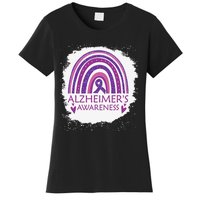 Alzheimer's Awareness Bleached Rainbow Purple Ribbon Women's T-Shirt