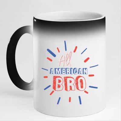 All American Bro Brother Matching Family 4th Of July Holiday Gift 11oz Black Color Changing Mug